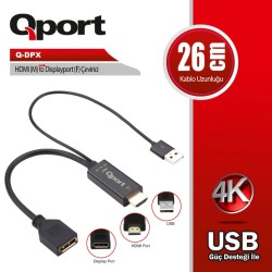 Q-Port Q-DPX HDMI(M) TO DISPLAYPORT(F) Çevirici