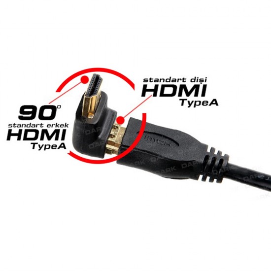 Dark DKHDAMXF90 HDMI Erkek HDMI Dişi 90 Derece Dirsek Dönüştürü