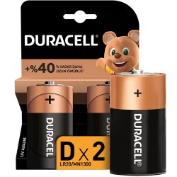 Duracell  (LR20/D) 2li Paket Büyük Boy Basic Alkalin Pil