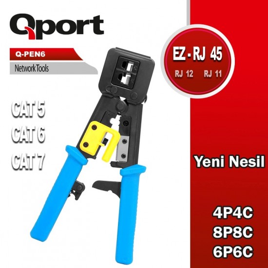 Q-Port Q-PEN6 RJ45 - RJ11- RJ12 L EZ-RJ45 Yeni Nesil Pense