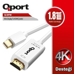 Q-Port Q-DPM MİNİ DİSPLAYPORT TO HDMI 1.8MT Kablo