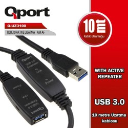 Q-Port Q-UZ3100 USB 3.0 10 Repeaterlı Aktif Uzatma Kablosu