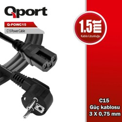 Q-Port Q-POWC15 1.5M C15 Power Kablosu