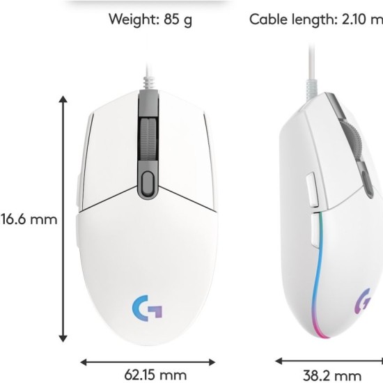 Logitech G102 Lightsync Rgb 910-005824 Optik Kablolu Beyaz Oyuncu Mouse