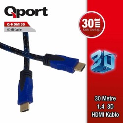 Qport QHDMI30 1.4 3D 30 Metre Altın Uçlu Hdmi Kablo