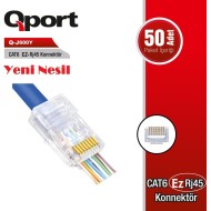 Qport Q-J600Y Cat6 EZ-RJ45 Yeni Nesi 50'lik Paket Konnektör