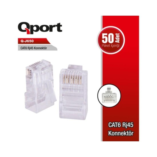 Qport Q-J650 Cat6 RJ45 50'lik Paket Konnektör