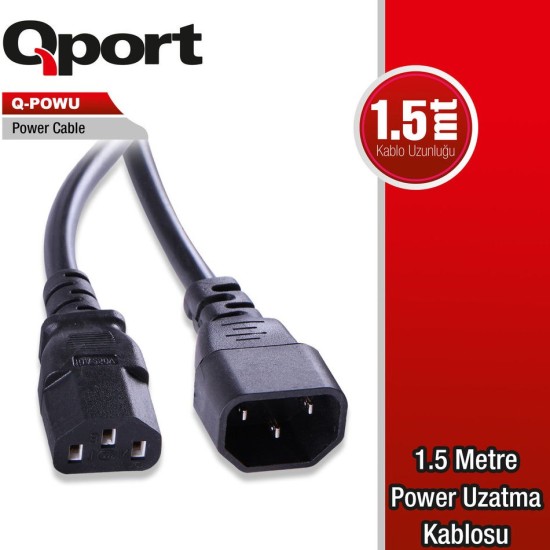 Qport Q-Powu 1.5 Metre Uzatma Power Kablosu