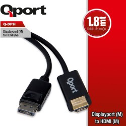 Qport Q-Dph Display Port(M) To HDMI(M) 1.8 Mt Kablo Dönüştürücü