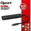 Qport Q-TU4 Type-C To USB 3.0 3Port + SD + Micro SD + Type-C (F) Çevirici