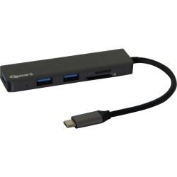 Qport Q-TU4 Type-C To USB 3.0 3Port + SD + Micro SD + Type-C (F) Çevirici