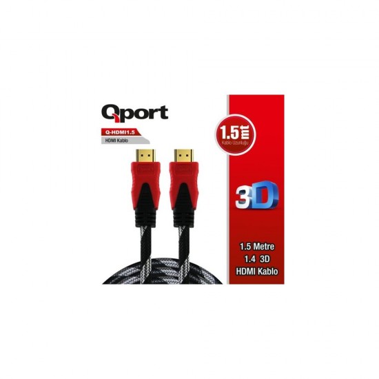 Qport QHDMI1.5 1.4 3D 1.5 Metre Altın Uçlu Hdmi Kablo