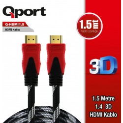 Qport QHDMI1.5 1.4 3D 1.5 Metre Altın Uçlu Hdmi Kablo