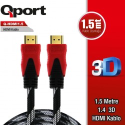 Qport QHDMI1.5 1.4 3D 1.5 Metre Altın Uçlu Hdmi Kablo