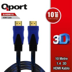 Qport QHDMI10 1.4 3D 10 Metre Altın Uçlu Hdmi Kablo