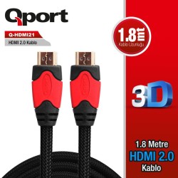 Qport QHDMI21 2.0V Hdmi To Hdmi 1.8 Metre Altın Uçlu Kablo