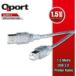 Qport  Q-PR1.5 Usb 2.0 1.5 Metre Yazıcı Kablosu