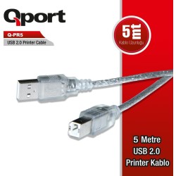 Qport  Q-PR5 Usb 2.0 5 Metre Yazıcı Kablosu