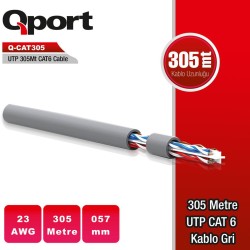 Qport Q-CAT6 305 Metre UTP 23AWG 0,57MM Gri Network Kablosu