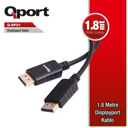 Qport Q-DP01 1.8 Metre Displayport Kablo 