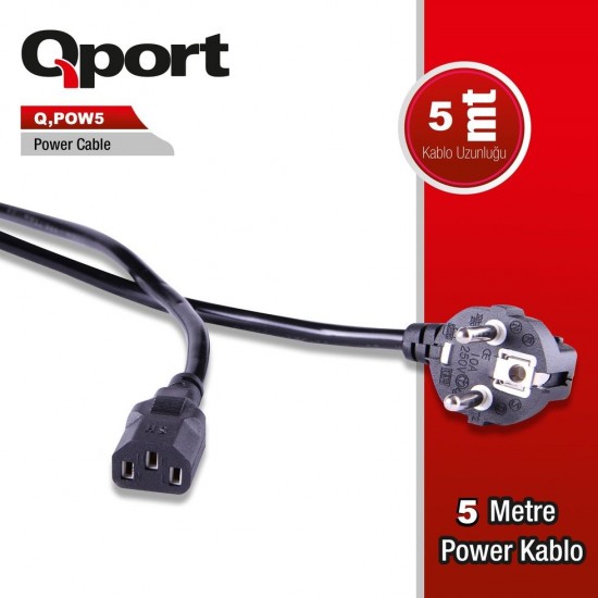 Qport Q-Pow5 5 Metre PC Power Kablosu