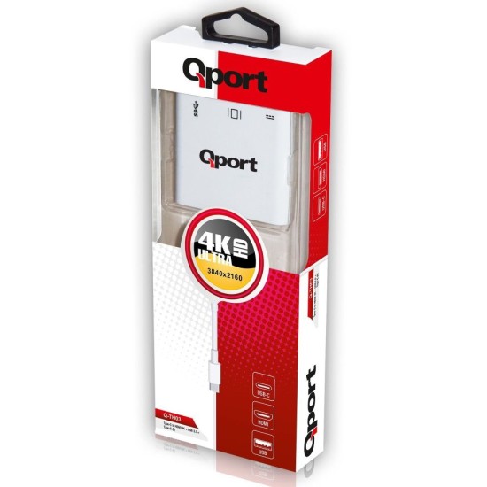 Qport Q-TH03 Type-C To HDMI/Usb/Type-C (F) Çevirici