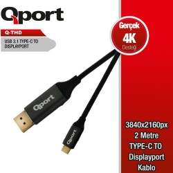 Qport Q-THD Type-C To Displayport 4K 60Hz 2 Metre Kablo Çevirici