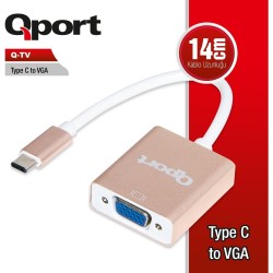 Qport Q-TV Type-C(M) To VGA(F) 1920*1080P 60Hz Çevirici
