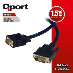 Qport Q-VDV 1.8 Metre DVI To VGA 24+5 Kablo Çevirici