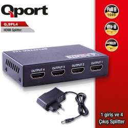 Qport Q-SPL4 FullHD 1 Giriş 4 Çıkışlı Hdmi Çoklayıcı