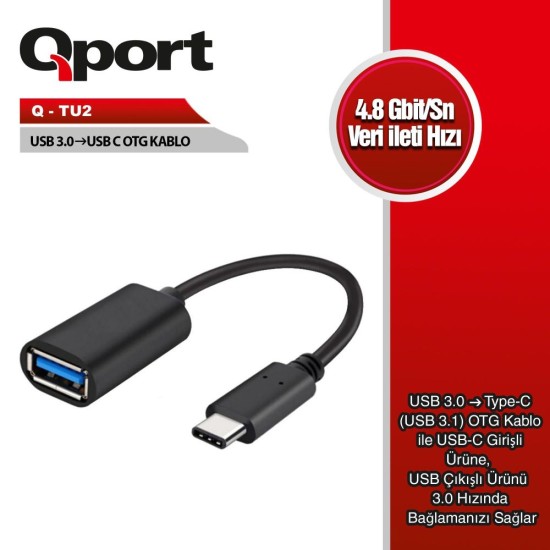 Qport Q-TU2 USB-C To USB3.0 OTG 5GBPS Çevirici