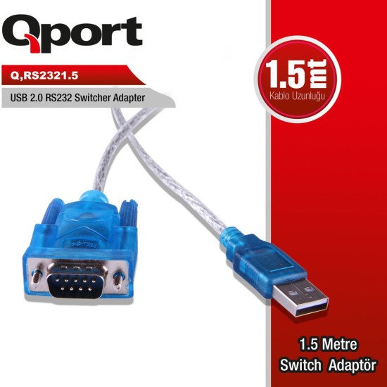 Qport Q-RS2321.5 Usb 2.0 To RS232 1.5 Metre Çevirici