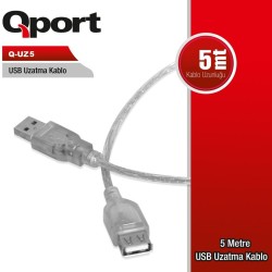 Qport  Q-UZ5 Usb 2.0 5 Metre Usb Uzatma Kablosu