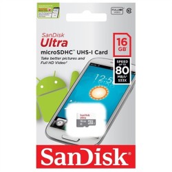 Sandisk 16GB 80MB/s SDSQUNS-016G-GN3MN MicroSD Hafıza Kartı