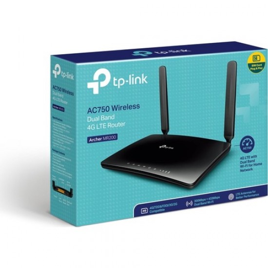 Tp-Link Archer MR200 750 Mbps AC Kablosuz Dual Band 3G/4G LTE SIM Kart Girişli Router