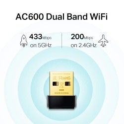 Tp-Link Archer T2U Nano AC600 Mbps Nano Usb Kablosuz Adaptör