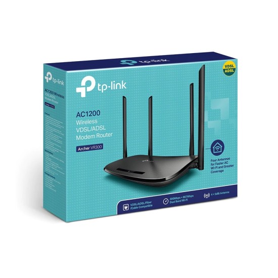 Tp-Link Archer VR300 1200Mbps Kablosuz Dual Band Fiber/VDSL2/ADSL2+ Gigabit Modem Router