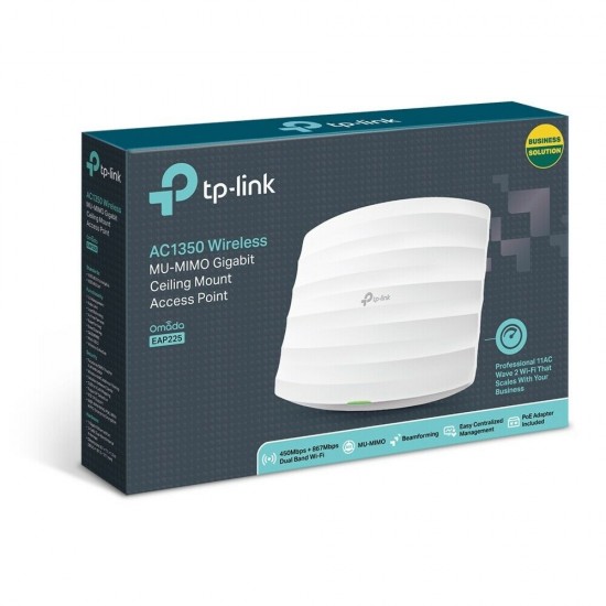 Tp-Link EAP225 AC1350 867Mps+450Mps Kablosuz MU-MIMO Gigabit Tavan Tipi Access Point