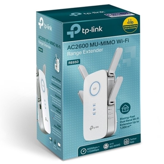 Tp-Link RE650 AC2600 Mbps Kablosuz Dual Band Gigabit Port Access Point Menzil Genişletici