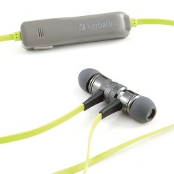 Verbatim Bluetooth Mikrofonlu Kulakiçi Miknatıslı Spor Gri-Yeşil Kulaklık 