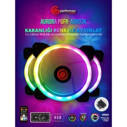Performax Lumina PGFN-LUM03K RGB 120MM Üçlü Fan Kiti Kumandalı