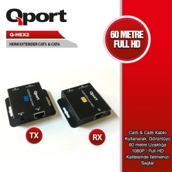 Qport Q-HEX2 Cat6 60 Metre 2'li Paket HDMI Extender