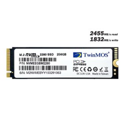 Twinmos 256GB 3DNAND 2455MB-1832MB/s NVMEEGBM2280 PCIe NVME M2 
