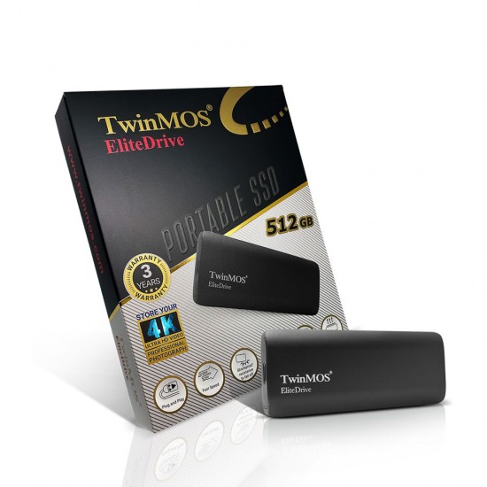 Twinmos 512GB USB 3.2/Type-C Koyu Gri PSSDFGBMED32 Taşınabilir SSD