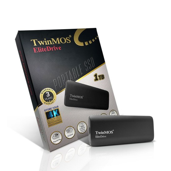 Twinmos 1TB USB 3.2/Type-C Koyu Gri PSSDGGBMED32 Taşınabilir SSD 