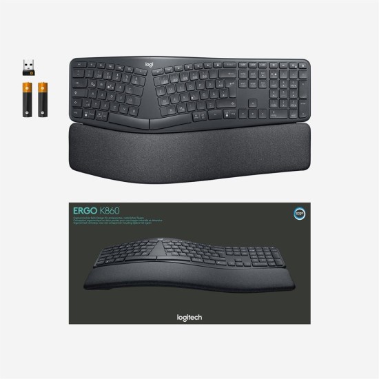 Logitech K860 Ergo 920-010109 Ergonomik Kablosuz Klavye 