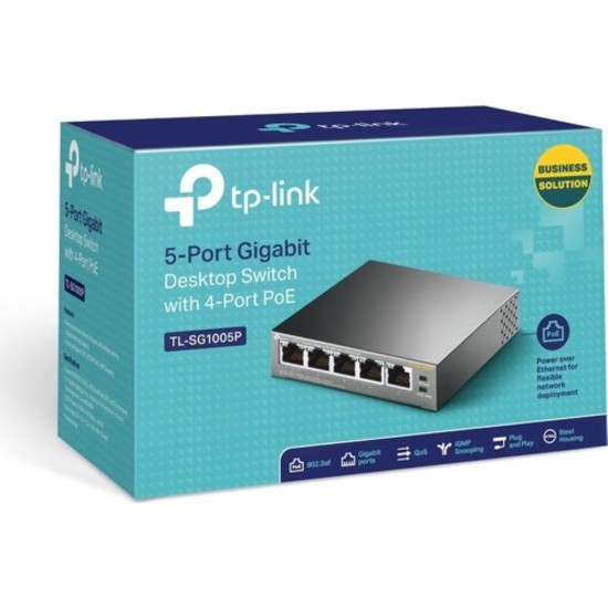 Tp-Link TL-SG1005P 4 Port PoE Destekli 10/100Mbps Masaüstü 5 Port Gigabit Switch