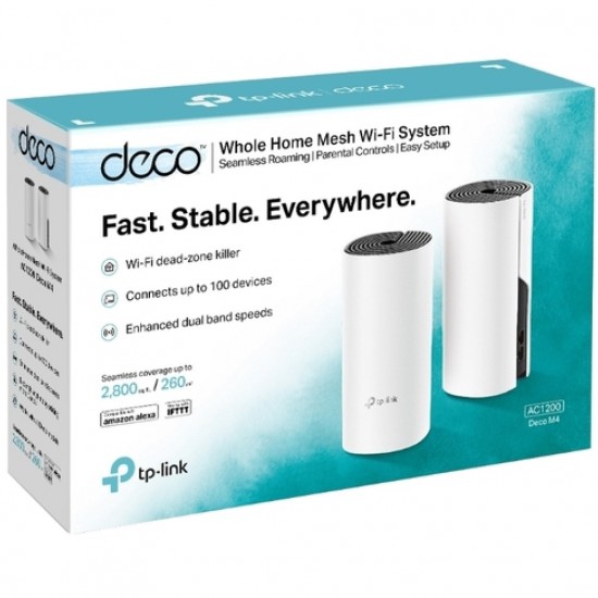 Tp-Link Deco M4 AC1200 Tüm Evi Kapsayan Mesh WiFi Sistemi 2'li Paket