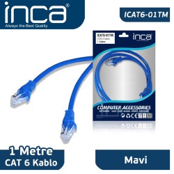 Inca ICAT6-10M Cat6 26Avg Blister 1 Metre Mavi Network Kablosu