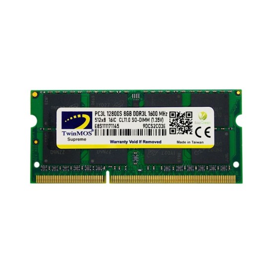 Twinmos 8GB DDR3 1600Mhz 1.35V MDD3L8GB1600N Low Voltage Notebook Ram